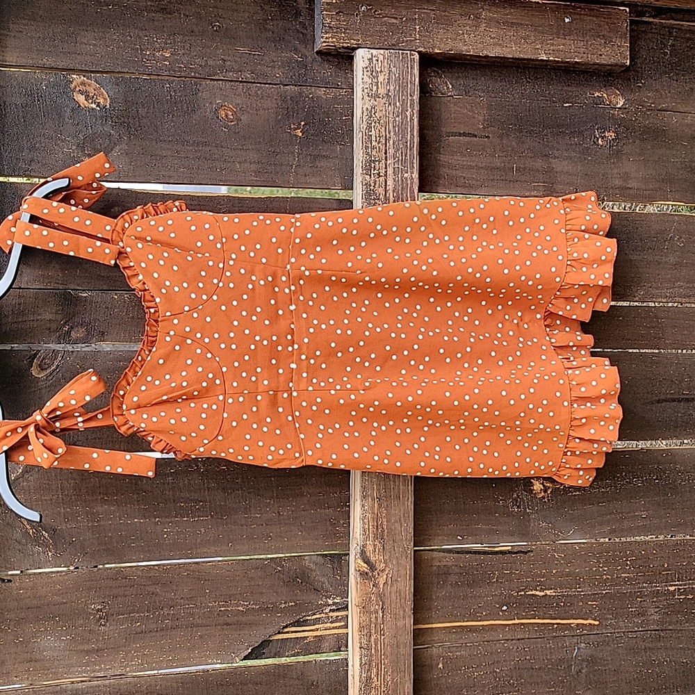 🎃Burnt Orange Polka Dot Dress.